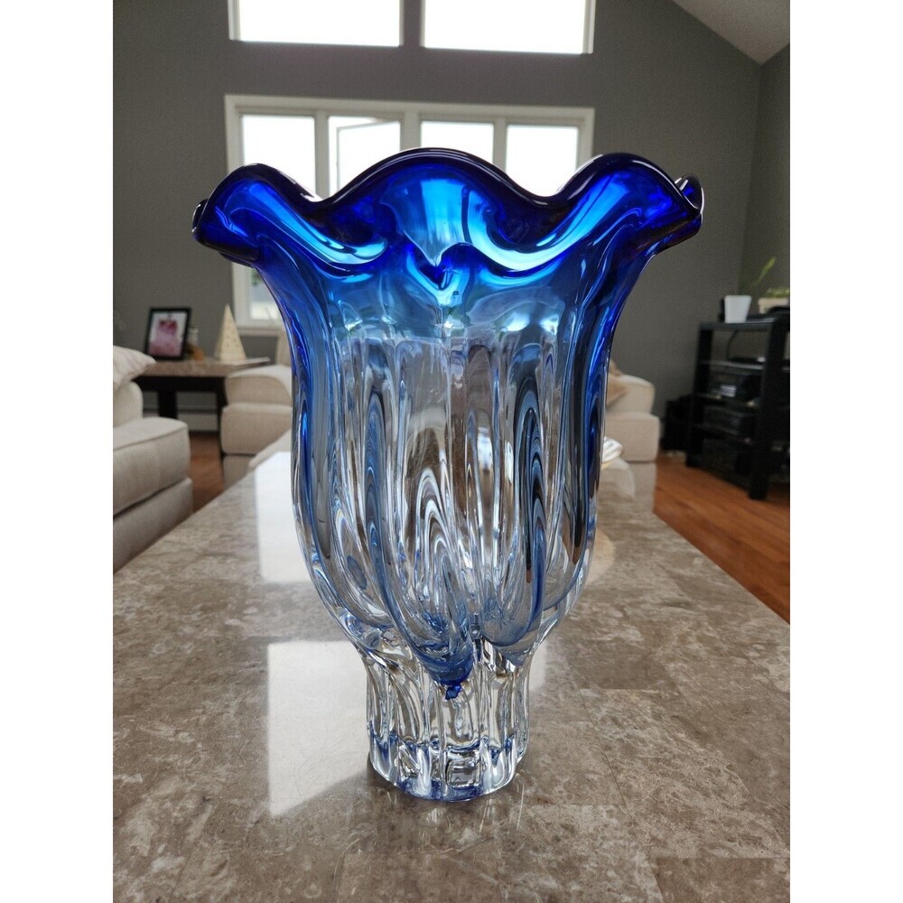 Shannon Crystal Cobalt Blue 12" Vase